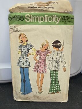 Simplicity 5485 Girls' Tunic, Pants and Dress Patterns Size 10
